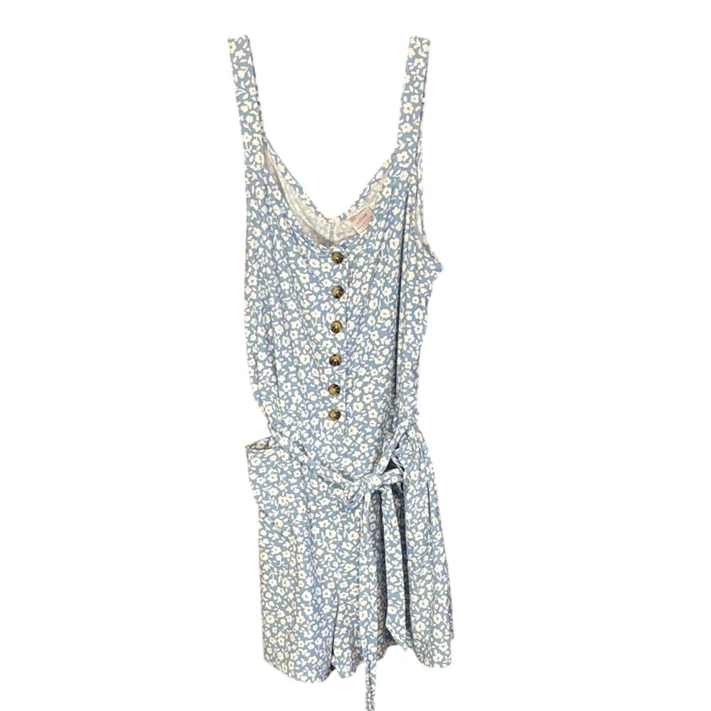 NOBO No Boundaries Blue Floral Button Front Romper Juniors L 11-13